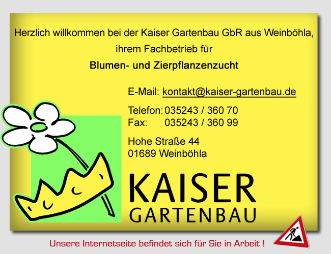Kaiser Gartenbau GbR aus Weinboehla, ihr Fachbetrieb fuer Blumen- und Zierpflanzenzucht